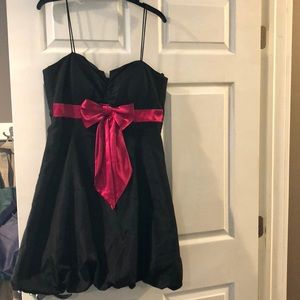 Spaghetti Strap black bubble bottom dress